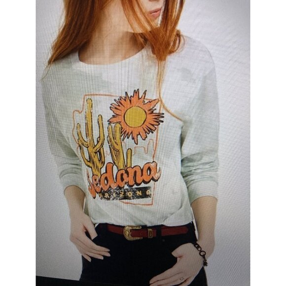 Love Tribe Tops - NWT Love Tribe Sedona Arizona Tie Dye Cactus Long Sleeve Juniors Size XLarge